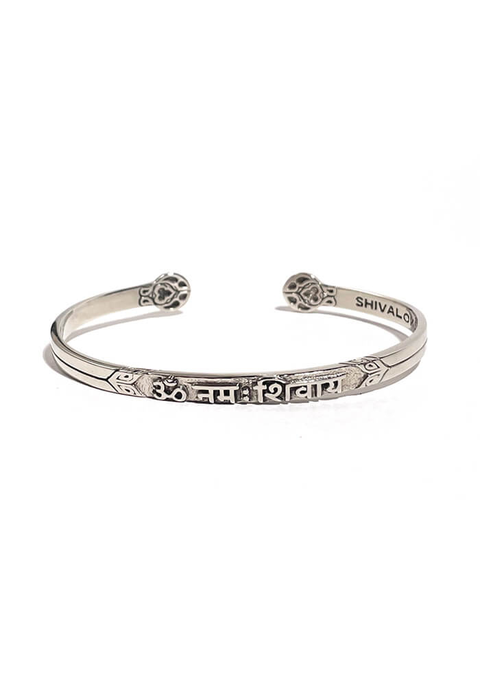 Shiva Mantra Cuff Bracelet (Silver Brass) | SHIVALOKA | Authentic ...