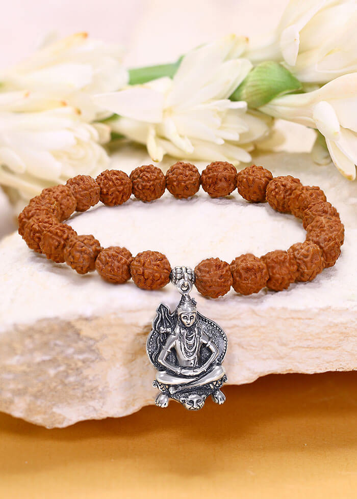 Af en toe krans Buigen Mahadeva Shiva pendant rudraksha bracelet (silver) | SHIVALOKA | Authentic  Rudraksha & Blessed Mala Beads