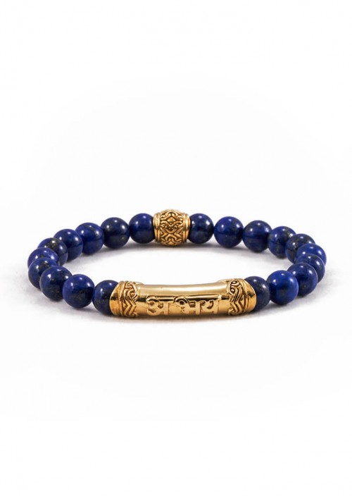 FEARLESS Sanskrit Lapis Bracelet gold brass