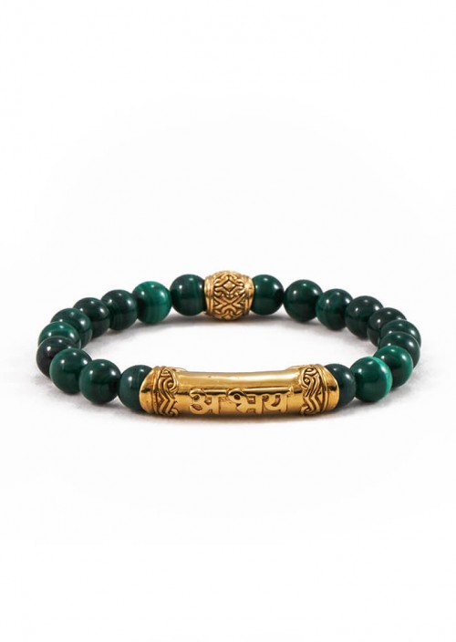 FEARLESS Sanskrit Malachite Bracelet gold brass