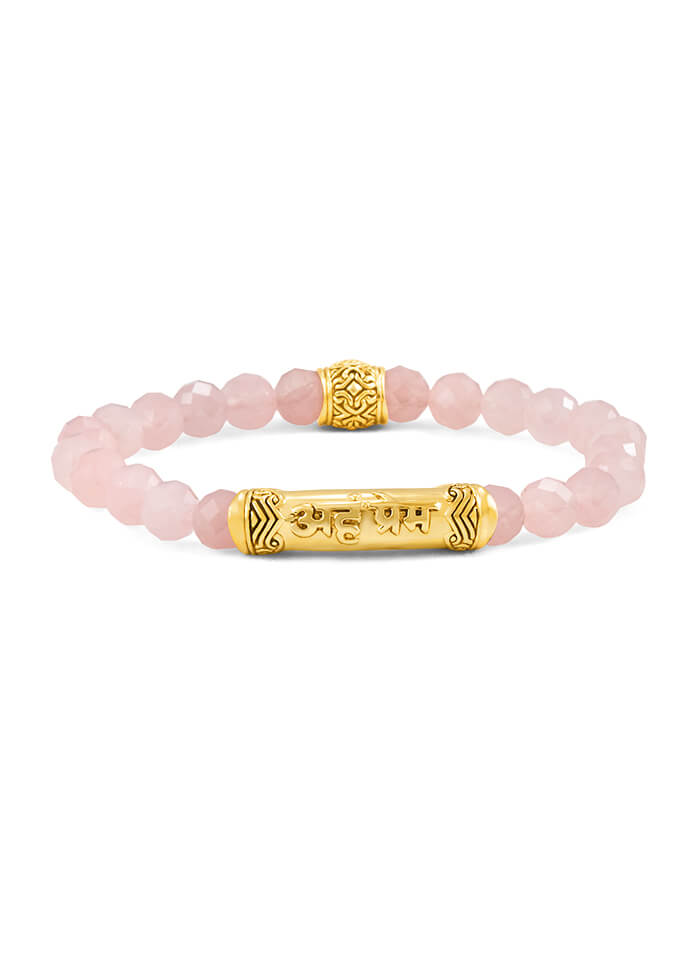 I AM DIVINE LOVE Healing Rose Quartz Mantra Bracelet – gold